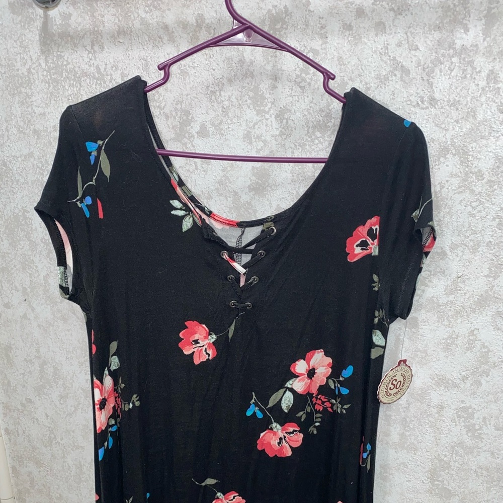 Spring Lace Up Floral Dress